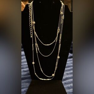 Chicos Elegant Silver Beaded Necklace